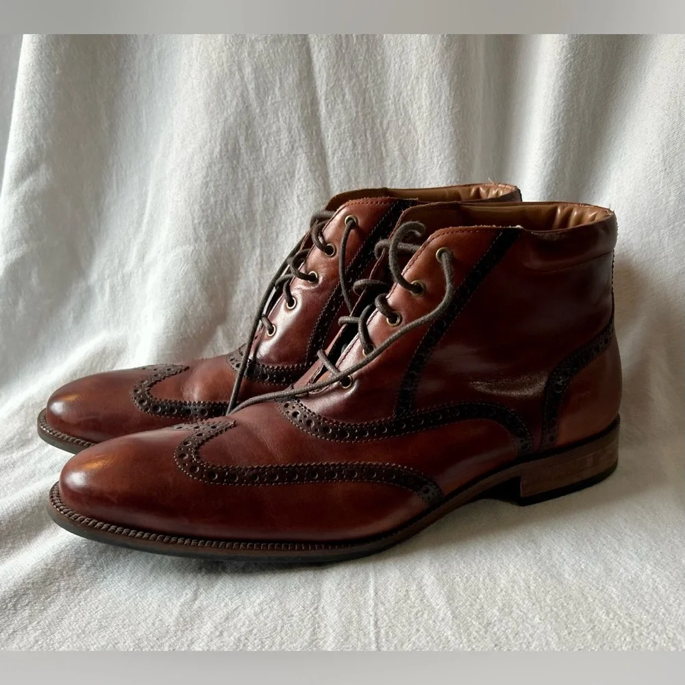 Cole Haan Men's 10.5 Williams Wingtip Chukka Boots Brown Leather Dress Shoes